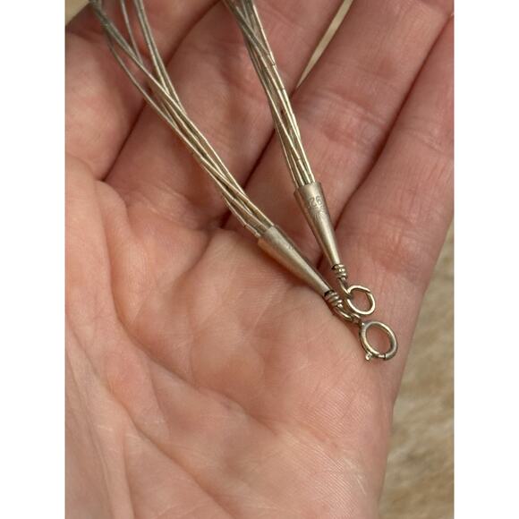 Native American SW Liquid Sterling Silver 6 Strand Turquoise Bracelet Cone Tips - Picture 6 of 6